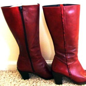 Nine West Leather Boots - Size 7.5M  RED